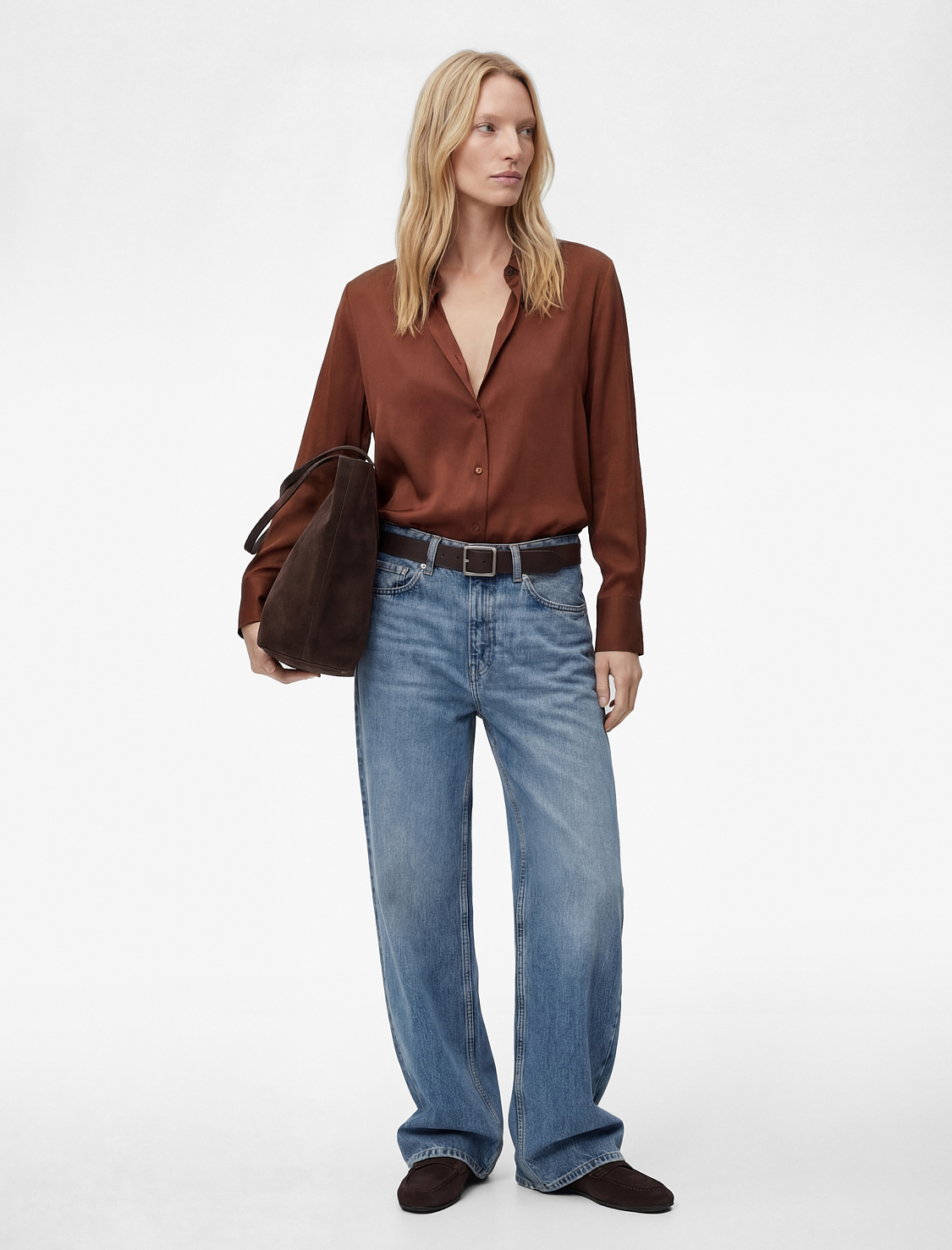   Regular Fit Uzun Kollu Klasik Yaka Saten Gömlek