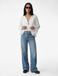 Uzun İspanyol Kollu Bağcıklı Yaka Fırfırlı Bluz