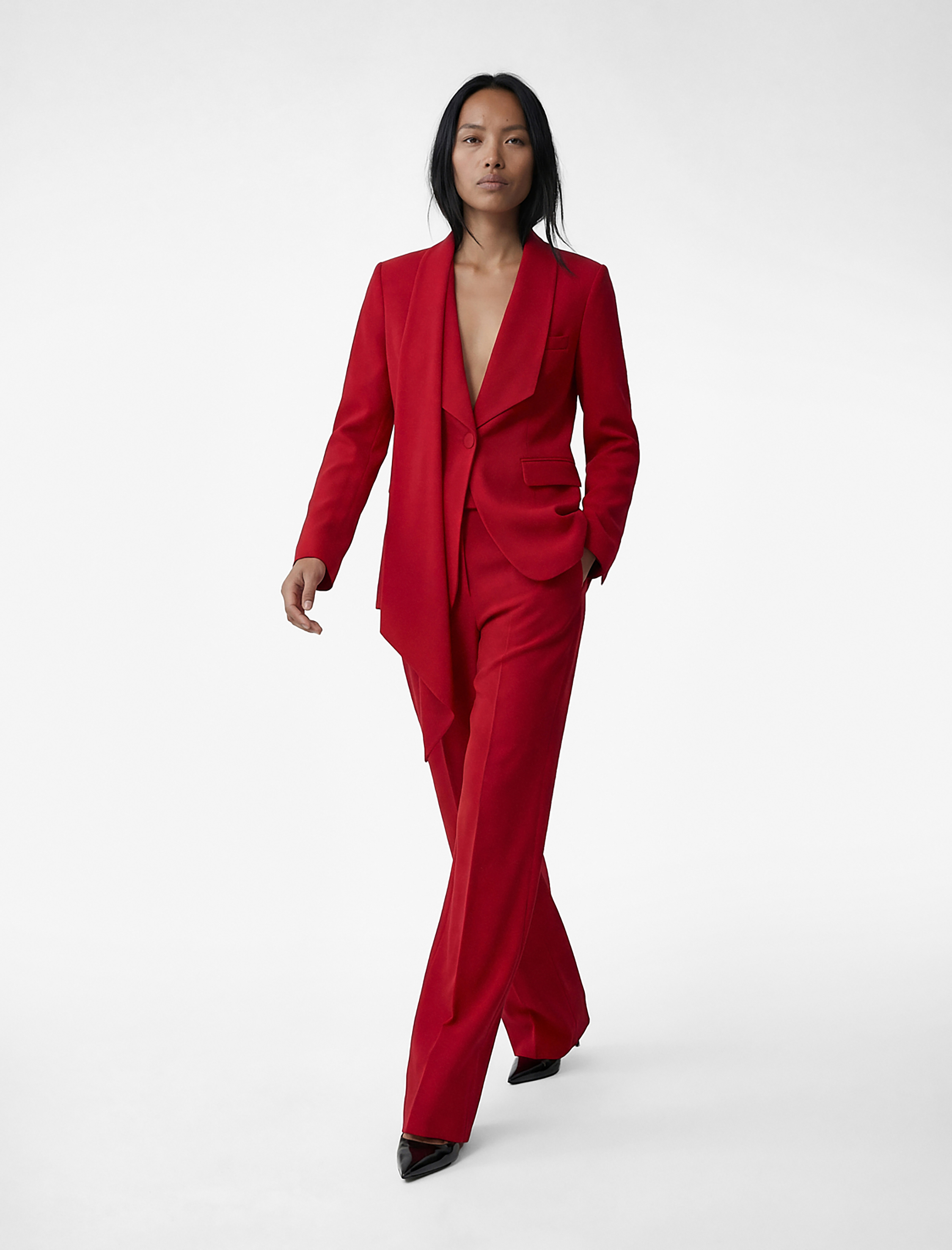   Yüksek Bel Cep Detaylı Geniş Paça Pantolon