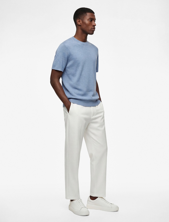  Regular Fit Cepli Beli Bağcıklı Kumaş Pantolon