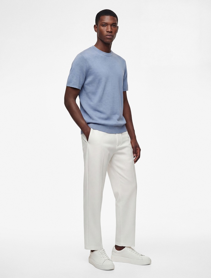  Regular Fit Cepli Beli Bağcıklı Kumaş Pantolon