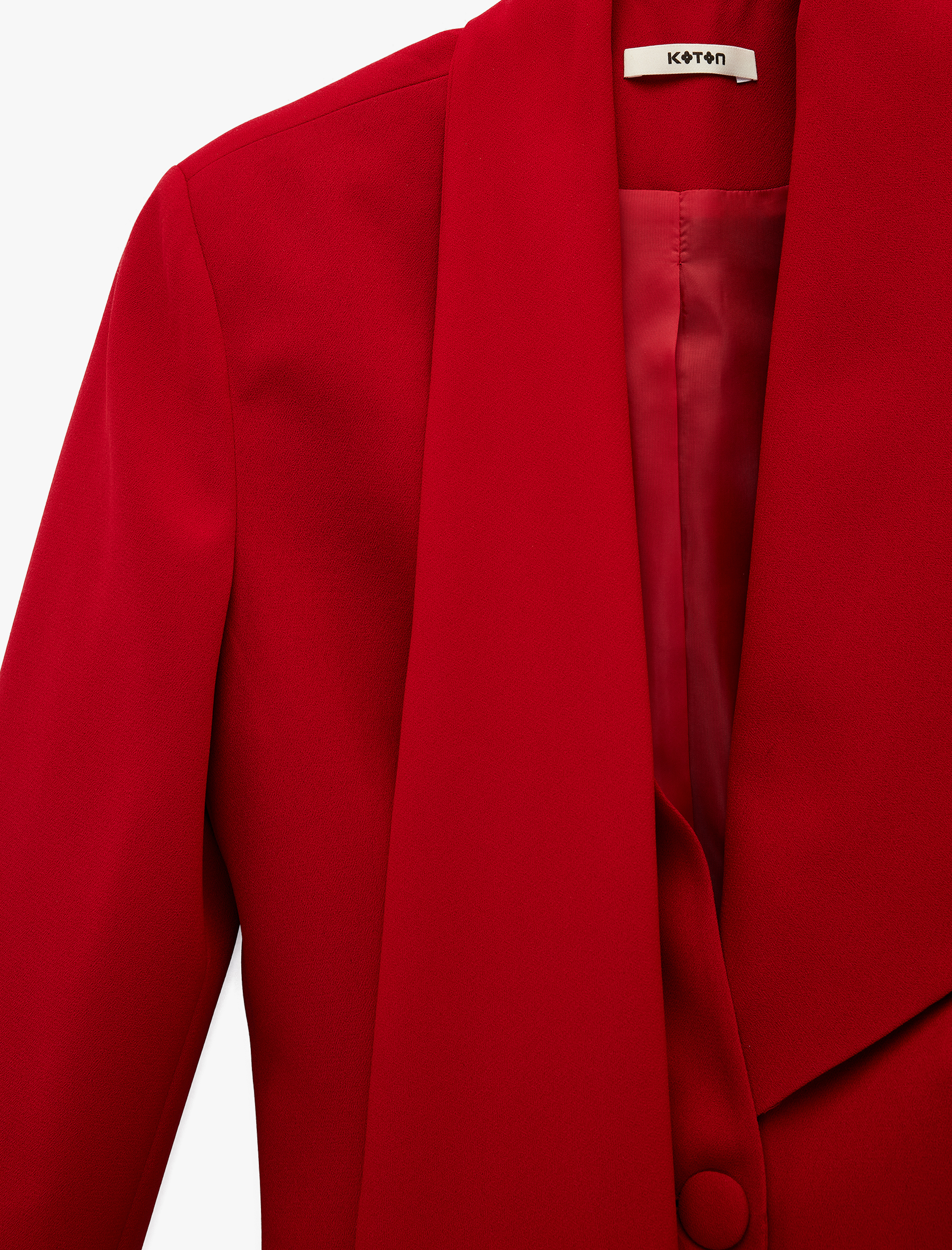   Krep Kumaş Uzun Kollu Cepli Şal Yaka Detaylı Blazer Ceket