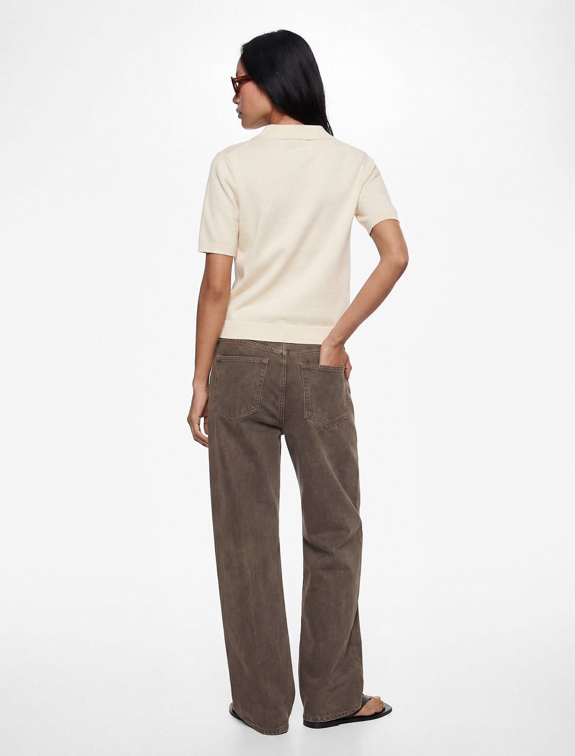   Pamuklu Düğmeli Polo Yaka Kısa Kollu Triko Kazak