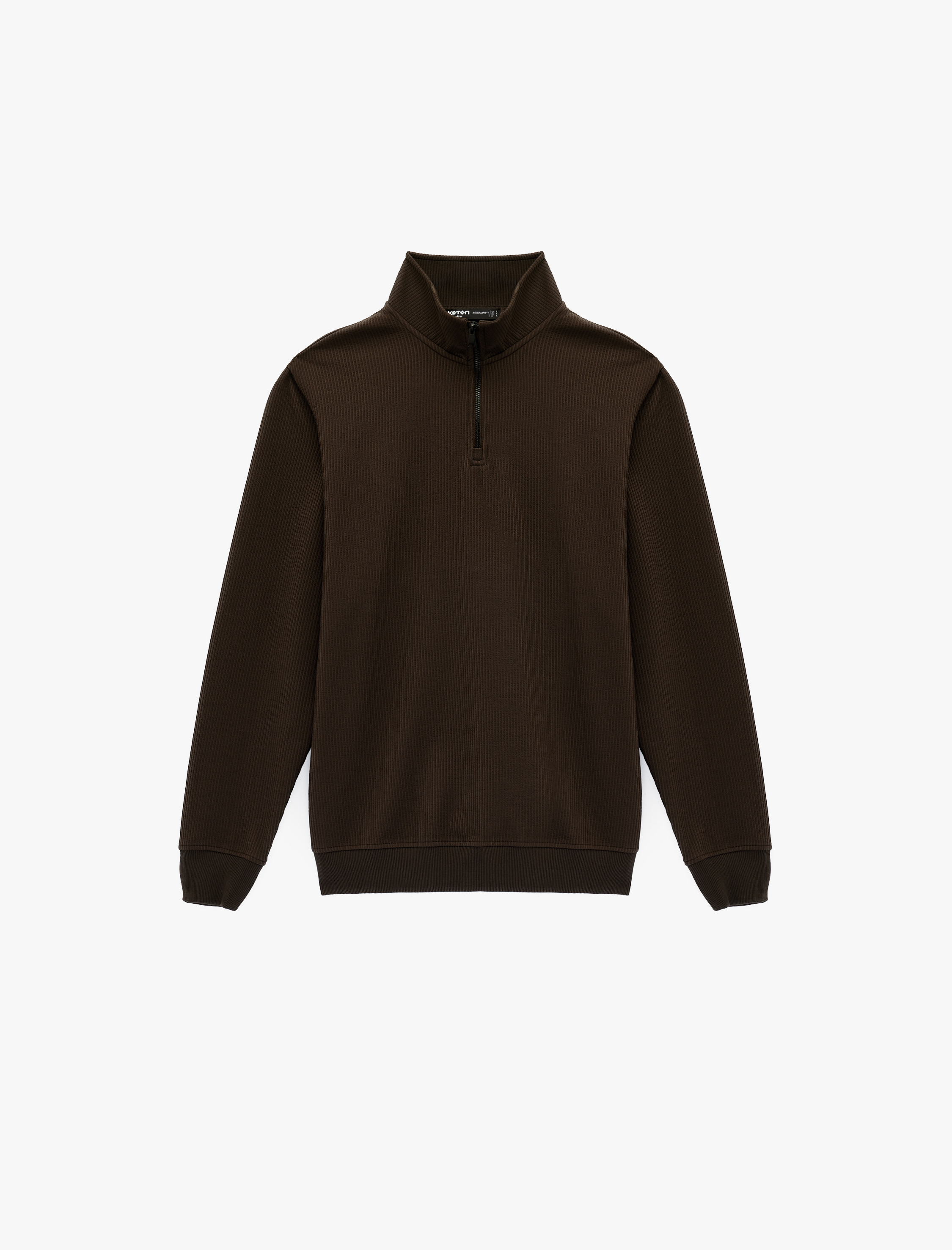   Uzun Kollu Regular Fit Fitilli Yarım Fermuarlı Sweatshirt