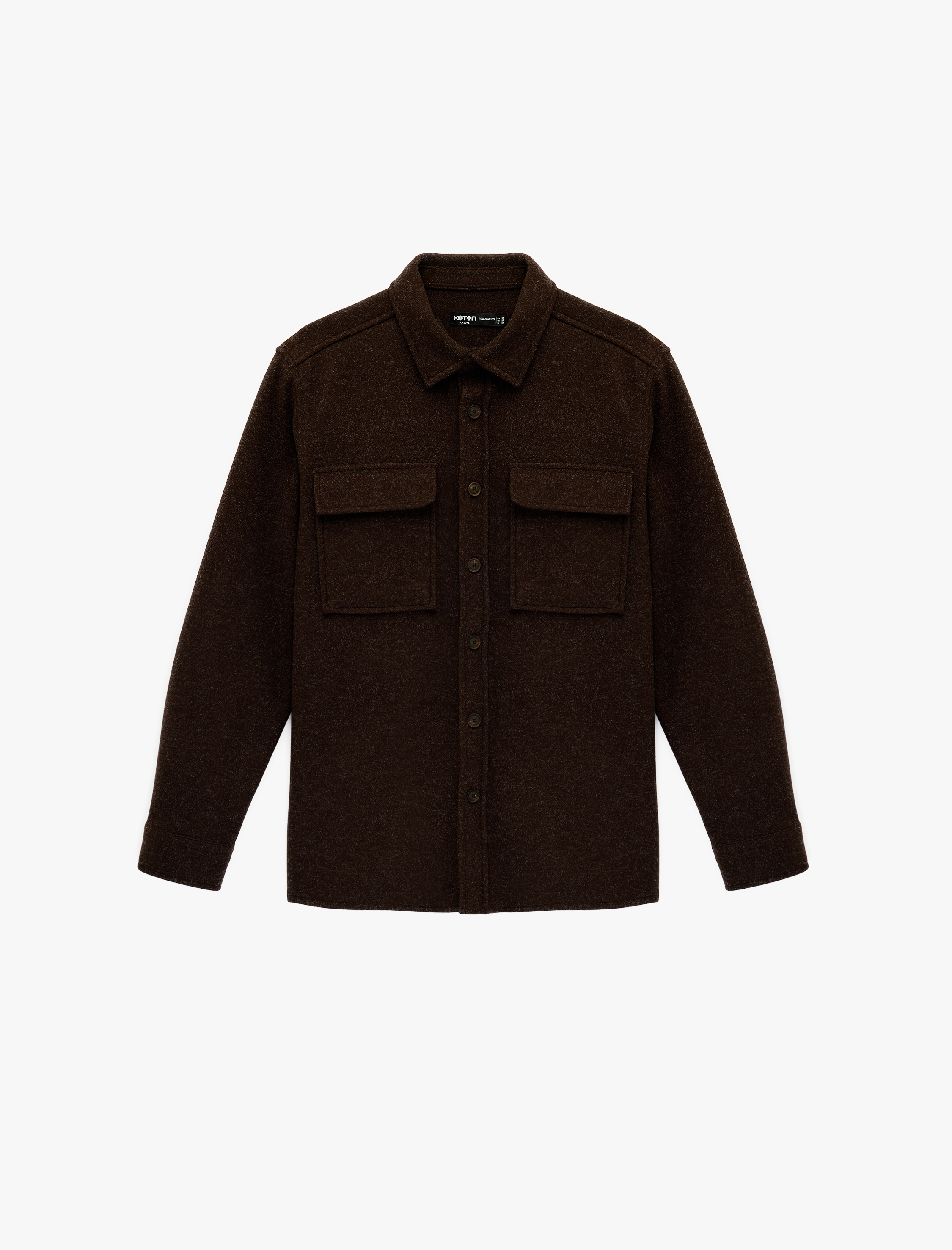   Regular Fit Cepli Klasik Yaka Uzun Kollu Kaşe Gömlek