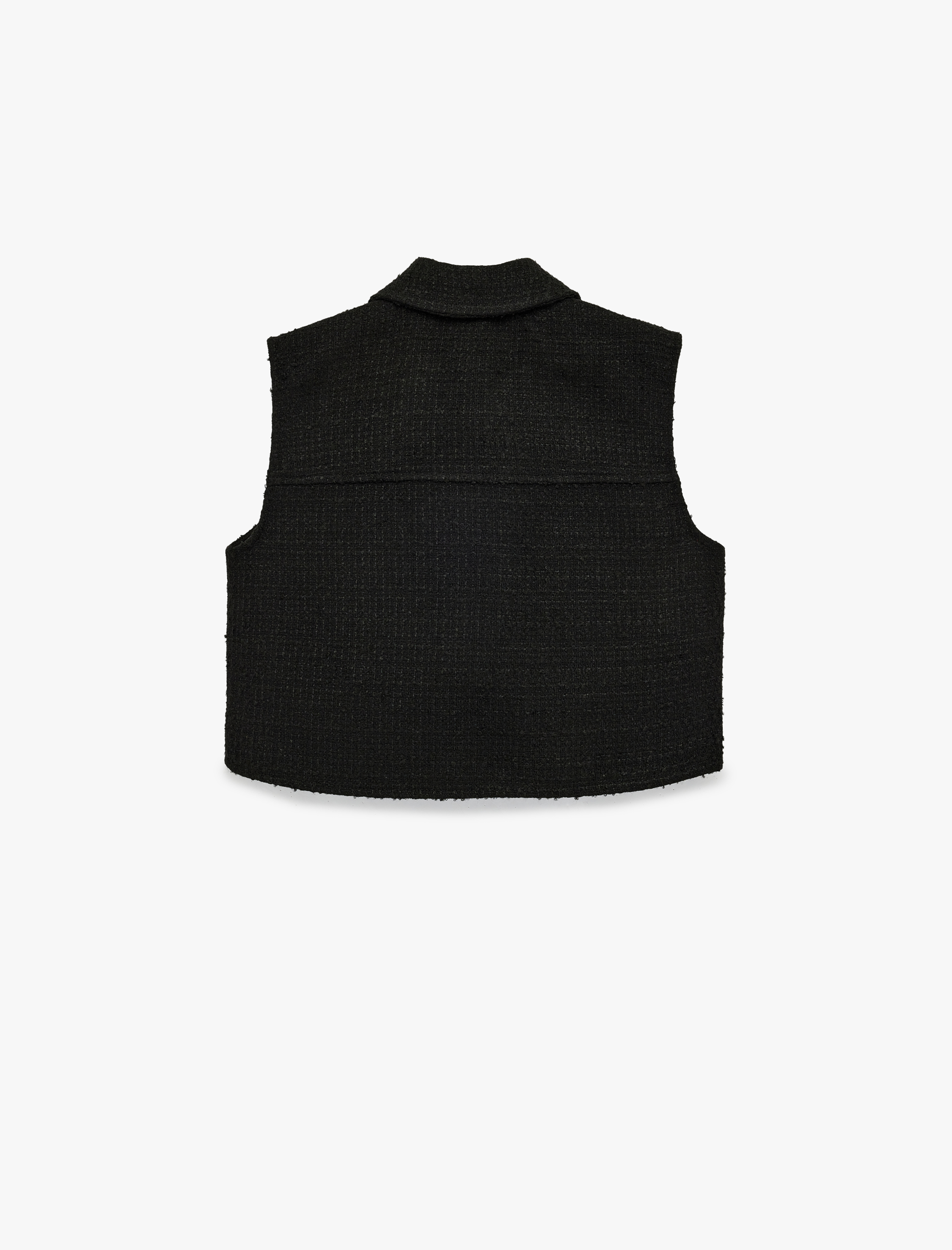   Klasik Yaka Cep Detaylı Düğmeli Koyun Yünü Karışımlı Kolsuz Yelek