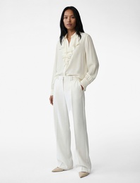 Uzun Kollu Fular Yaka Volanlı Bluz