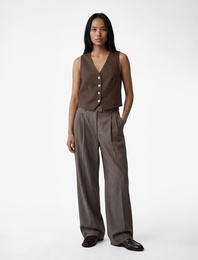 Düğmeli V Yaka Dikiş Detaylı Kolsuz Yelek