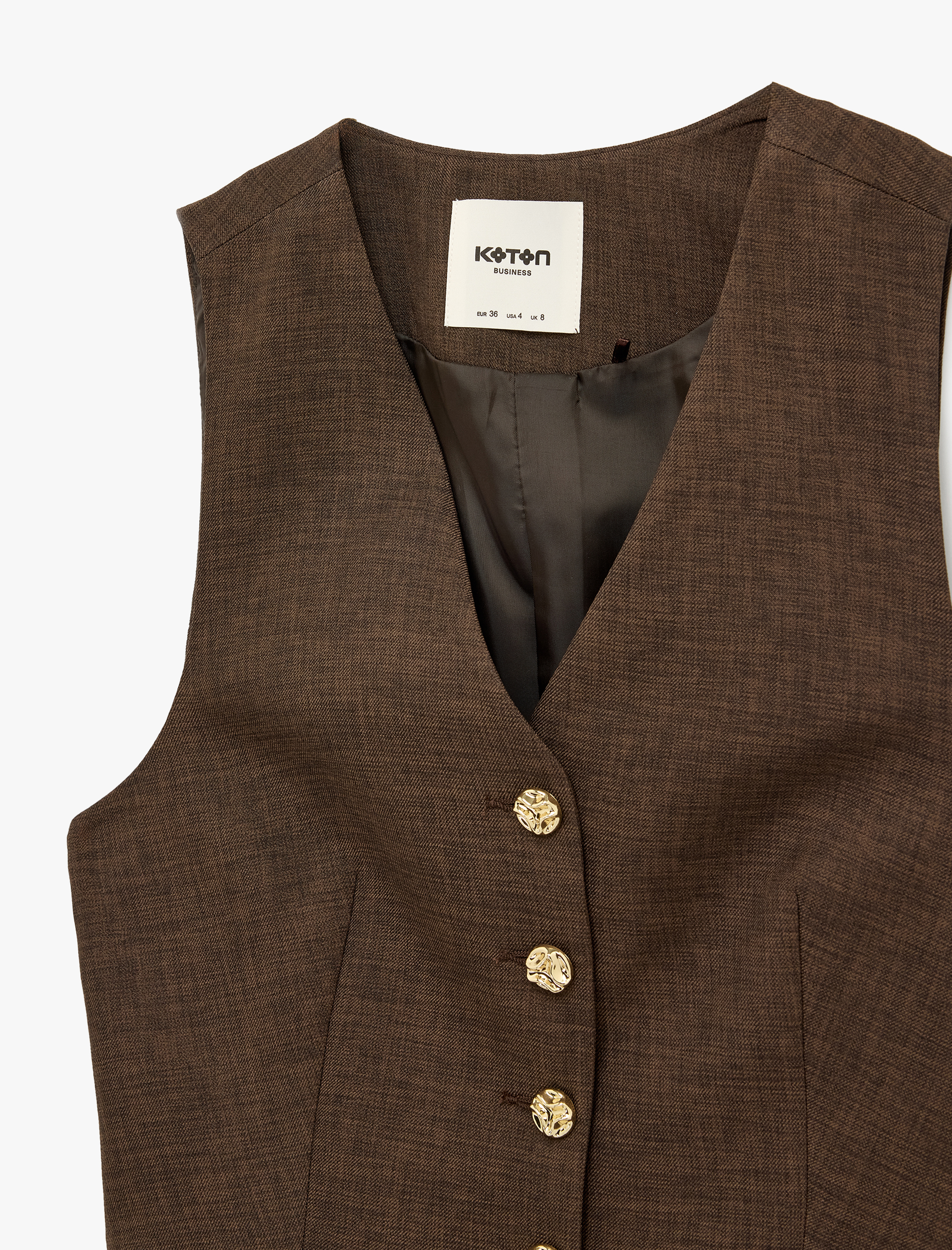   Düğmeli V Yaka Dikiş Detaylı Kolsuz Yelek