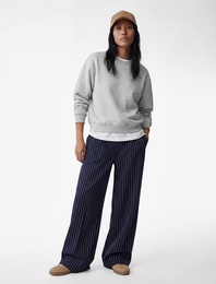 Viskon Kumaş Cepli Geniş Paça Çizgili Palazzo Pantolon