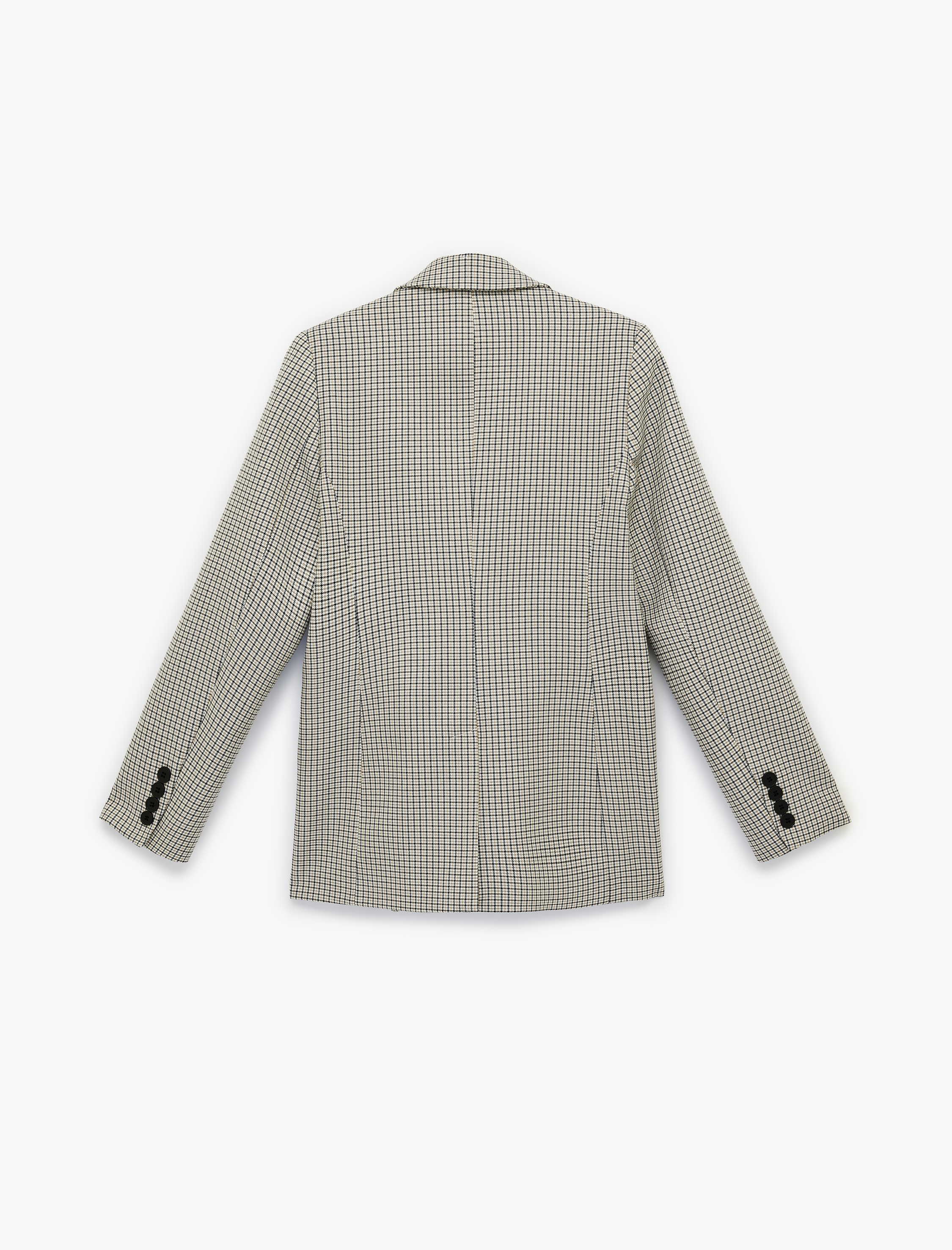   Düğmeli Cep Detaylı Kareli Kruvaze Yaka Blazer Ceket