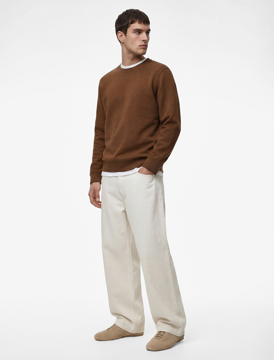   Uzun Kollu Pamuklu Basic Bisiklet Yaka Sweatshirt