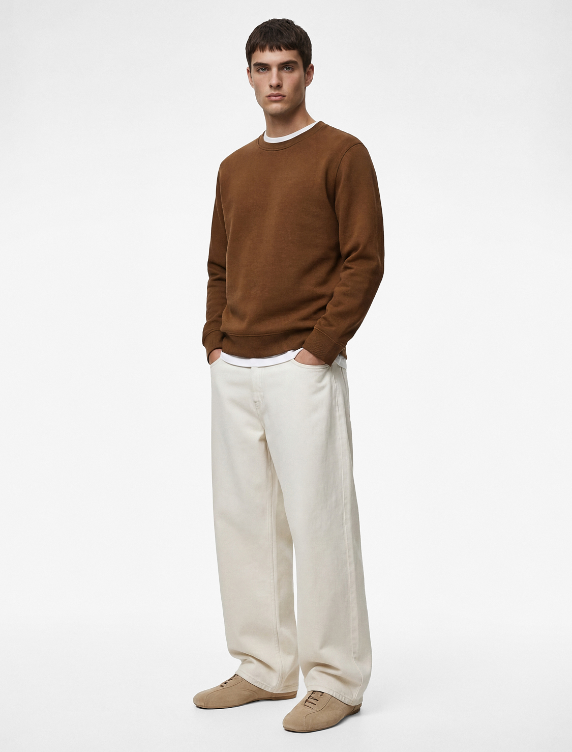   Uzun Kollu Pamuklu Basic Bisiklet Yaka Sweatshirt