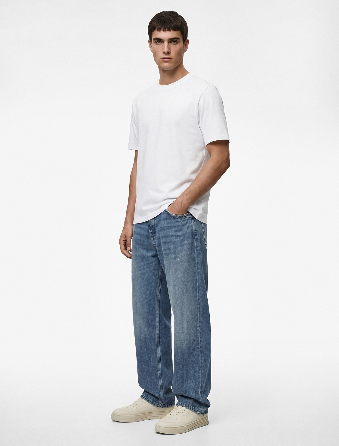   Regular Fit Kısa Kollu Pamuklu Basic Bisiklet Yaka Tişört