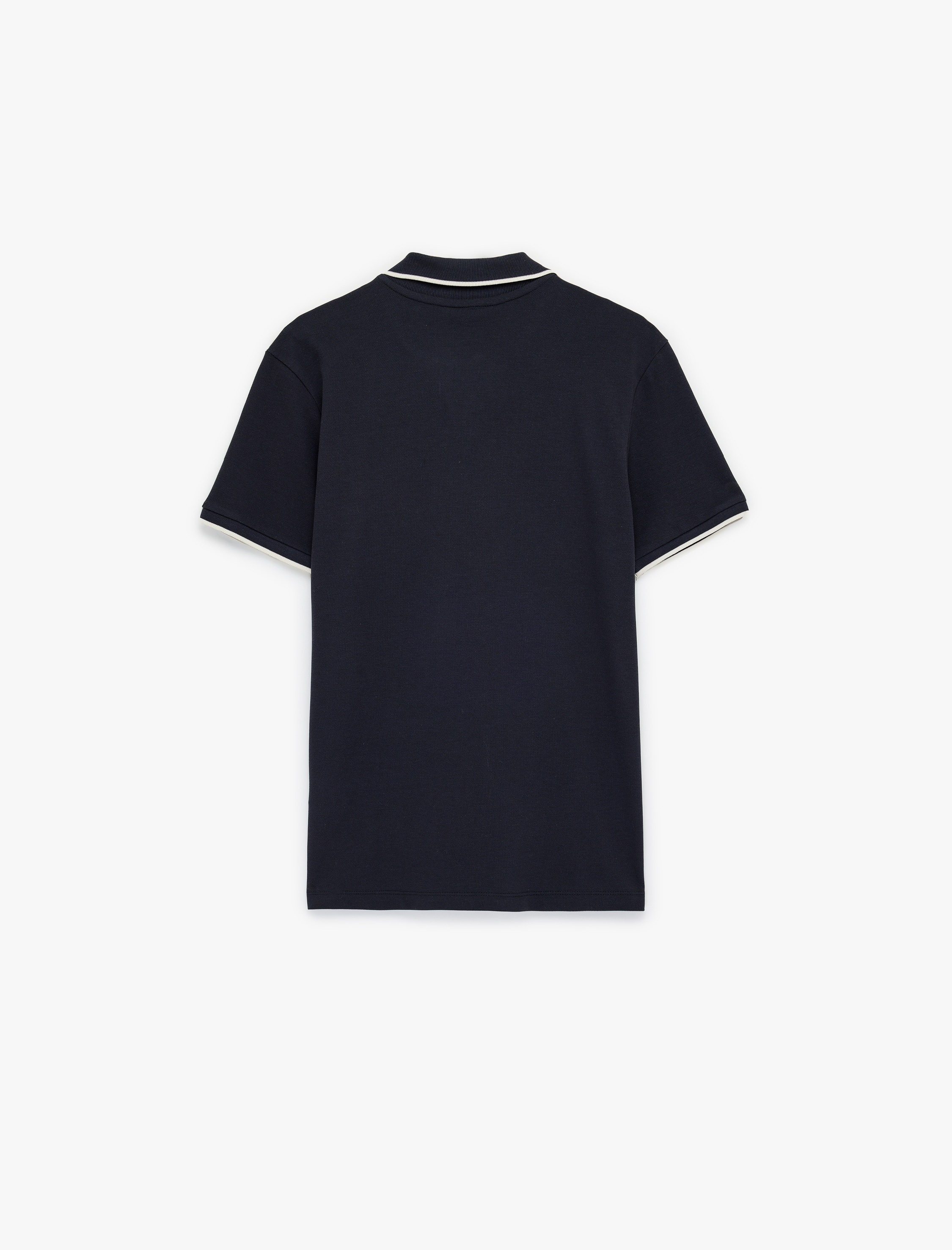   Pamuklu Kısa Kollu Pike Kumaş Çizgi Detaylı Slim Fit Polo Yaka Tişört