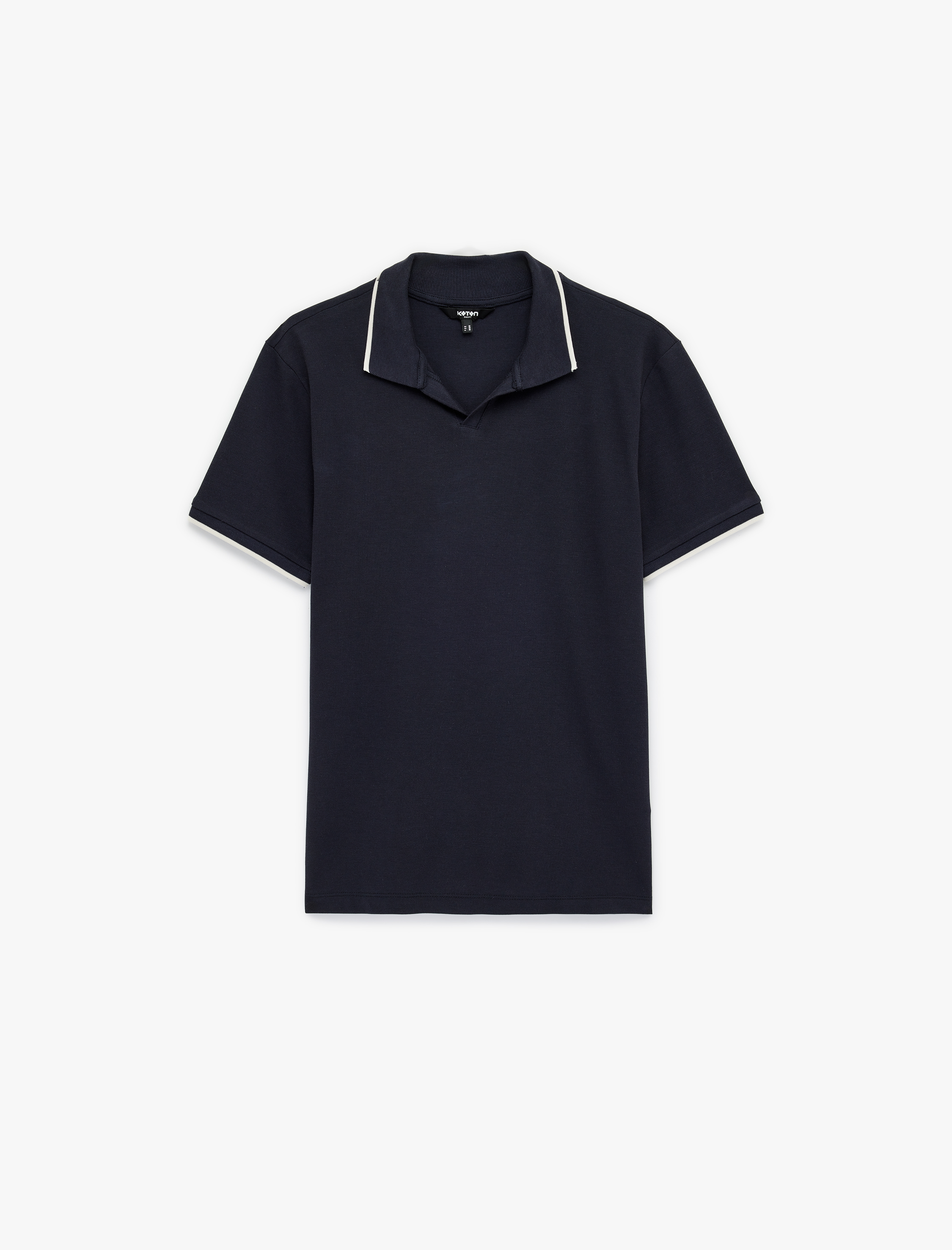   Pamuklu Kısa Kollu Pike Kumaş Çizgi Detaylı Slim Fit Polo Yaka Tişört