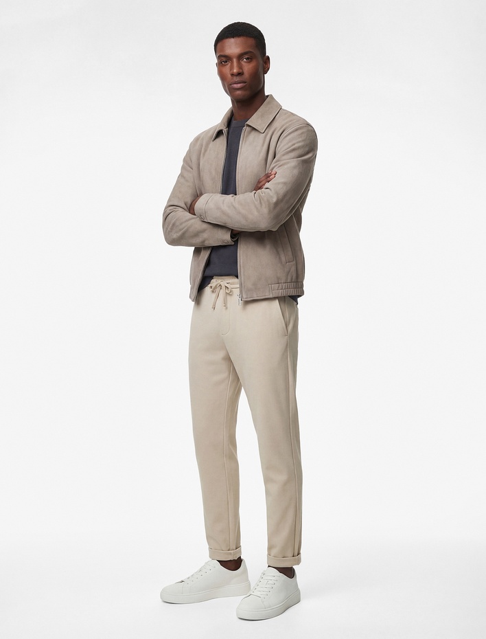  Regular Fit Cepli Beli Bağcıklı Kumaş Pantolon