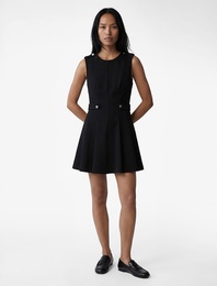 Bisiklet Yaka A Kesim Metal Aksesuarlı Kolsuz Mini Elbise