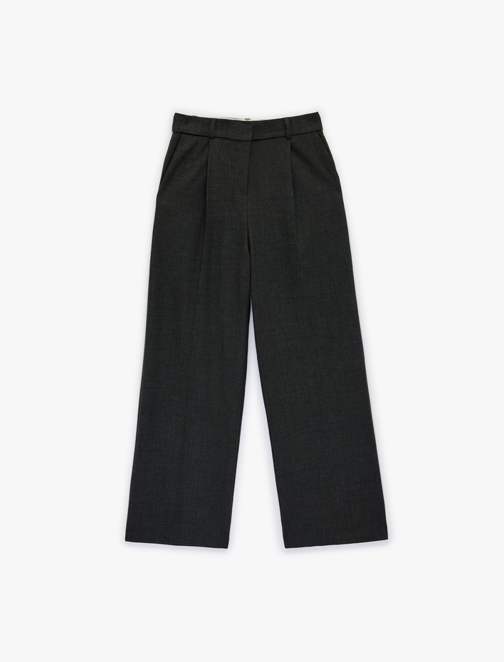  Yüksek Bel Cepli Viskon Karışımlı Palazzo Pantolon