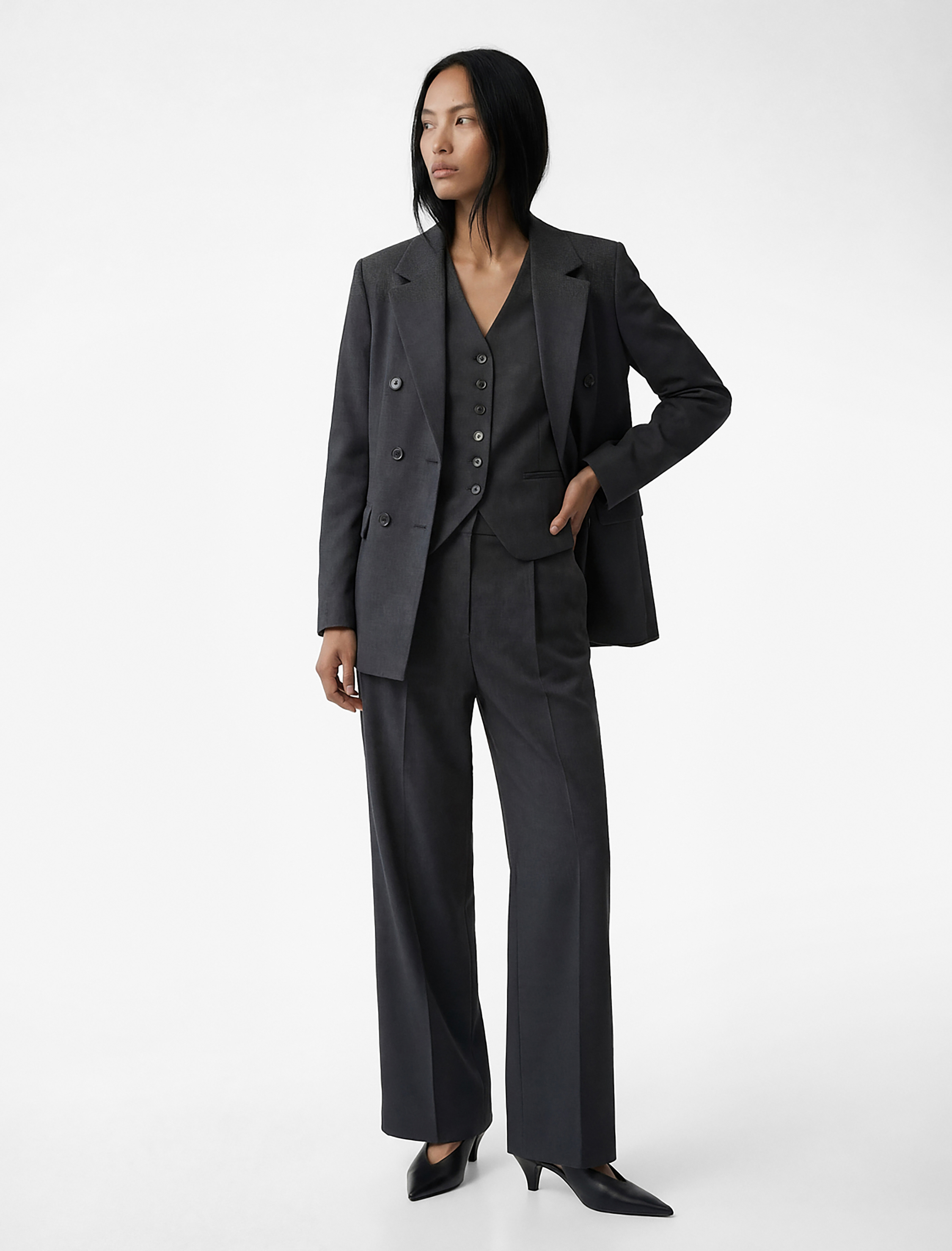   Yüksek Bel Cepli Viskon Karışımlı Palazzo Pantolon