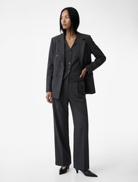 Yüksek Bel Cepli Viskon Karışımlı Palazzo Pantolon