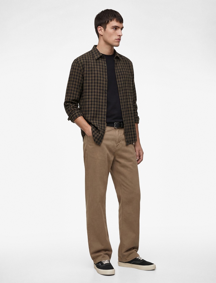  Pamuklu Cepli Düğmeli Regular Fit Pantolon