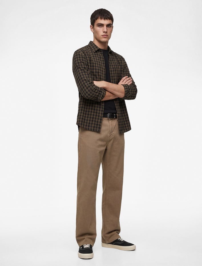  Pamuklu Cepli Düğmeli Regular Fit Pantolon