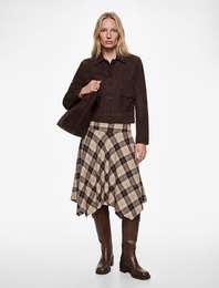 Asimetrik Kesim Ekose Midi Etek