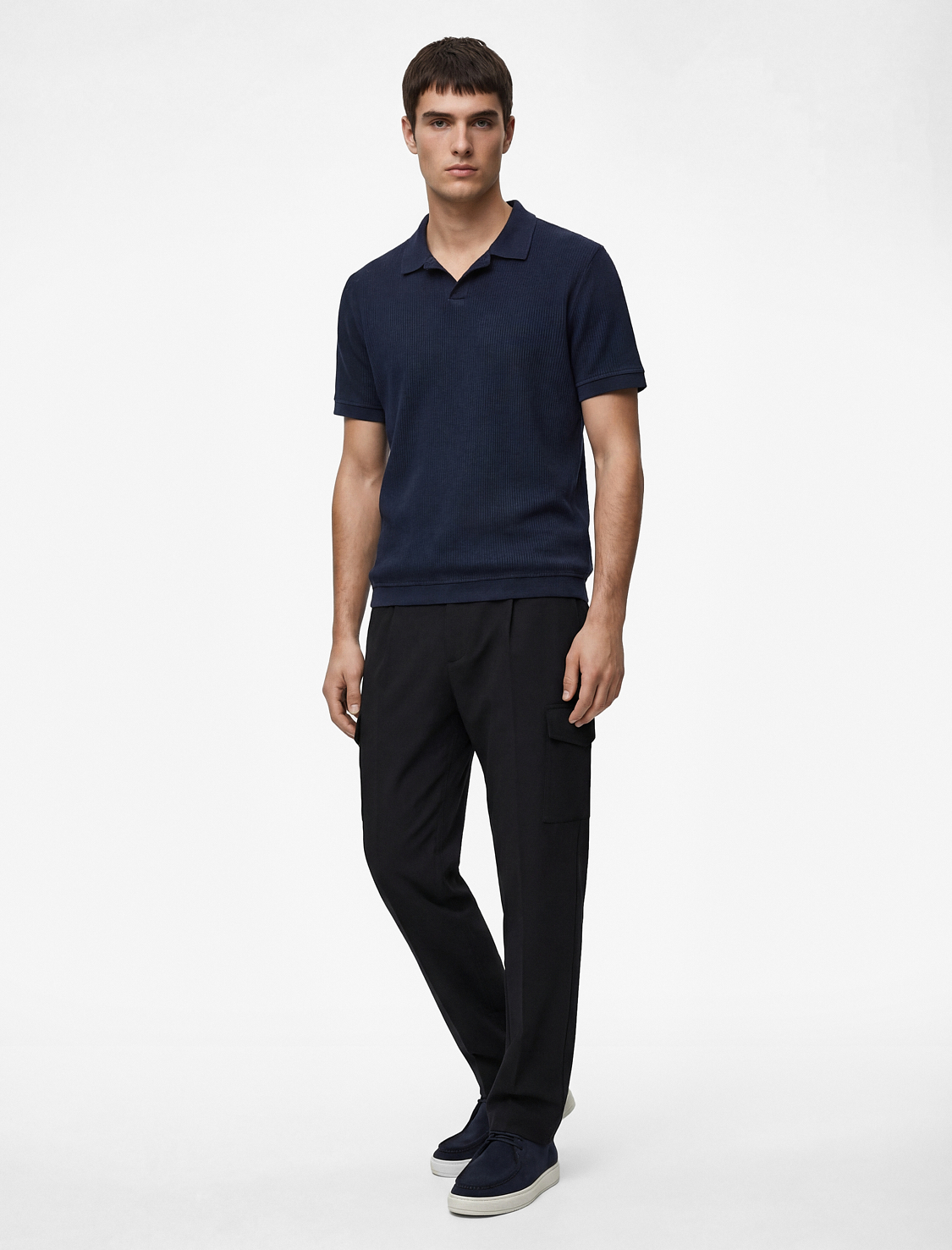   Regular Fit Kısa Kollu Pamuklu Fitilli Polo Yaka Tişört