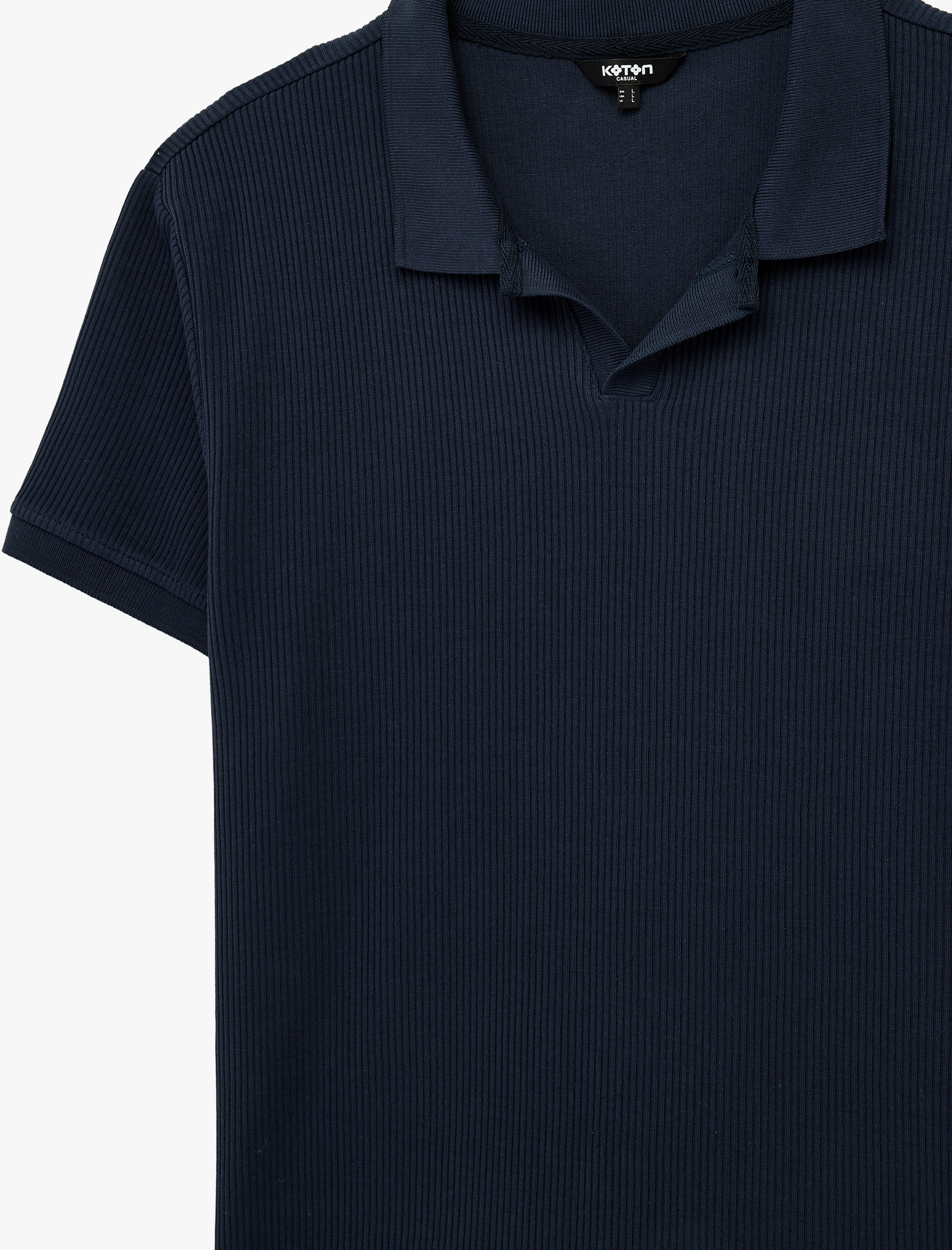   Regular Fit Kısa Kollu Pamuklu Fitilli Polo Yaka Tişört