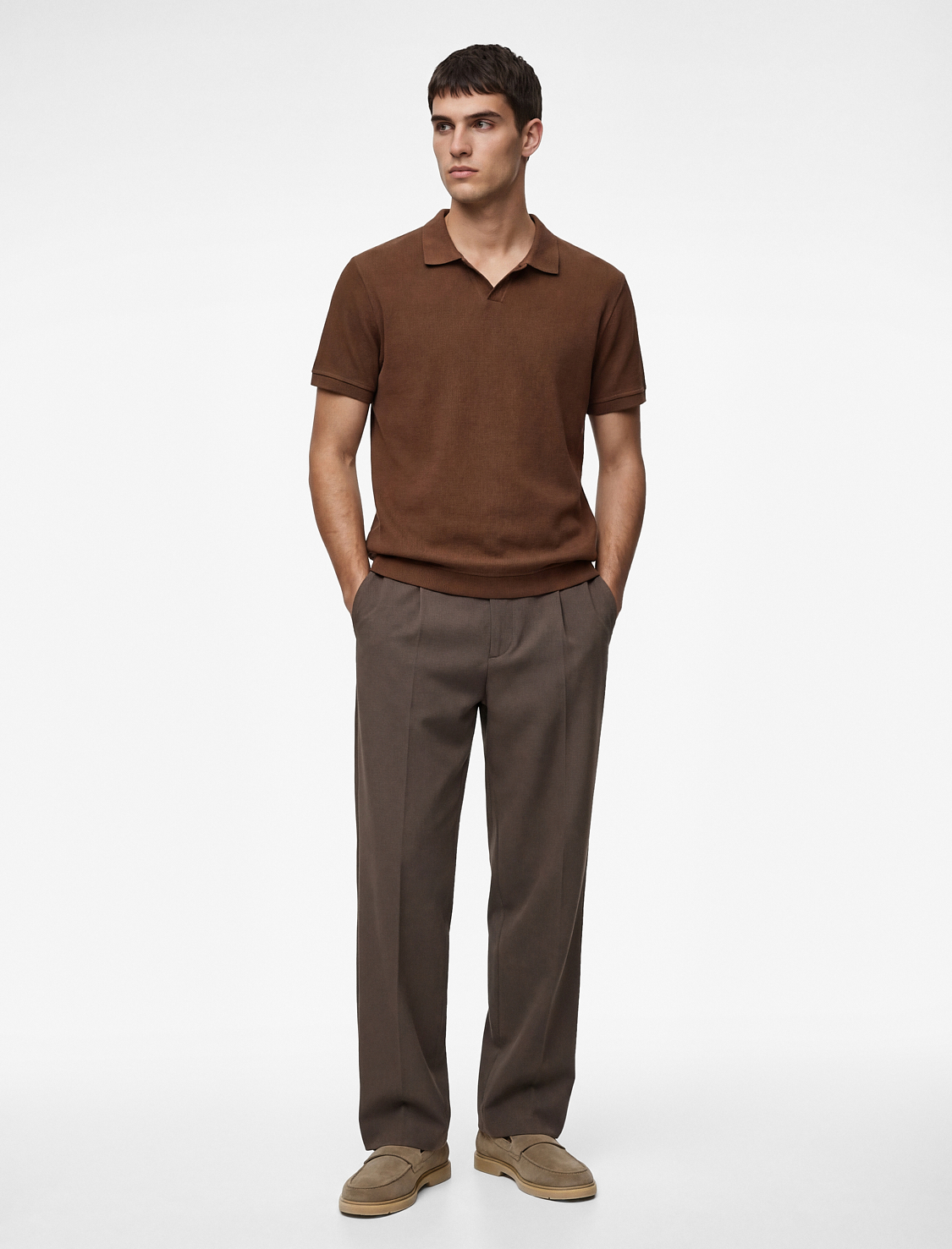   Regular Fit Kısa Kollu Pamuklu Fitilli Polo Yaka Tişört