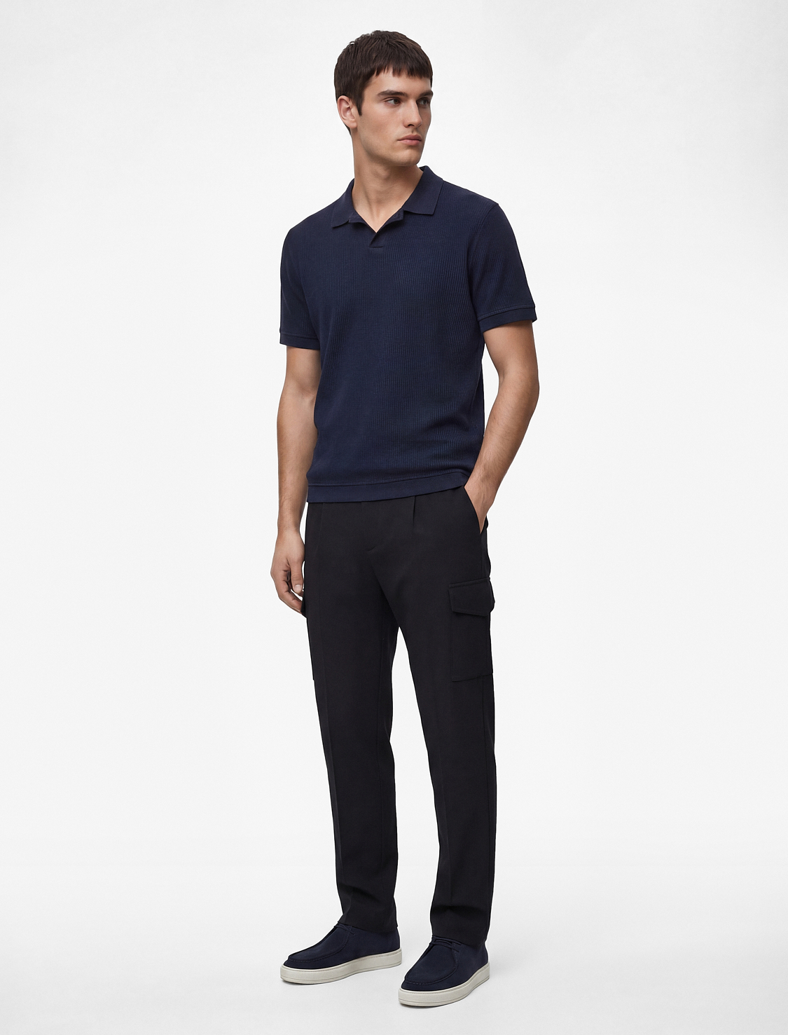   Regular Fit Kısa Kollu Pamuklu Fitilli Polo Yaka Tişört