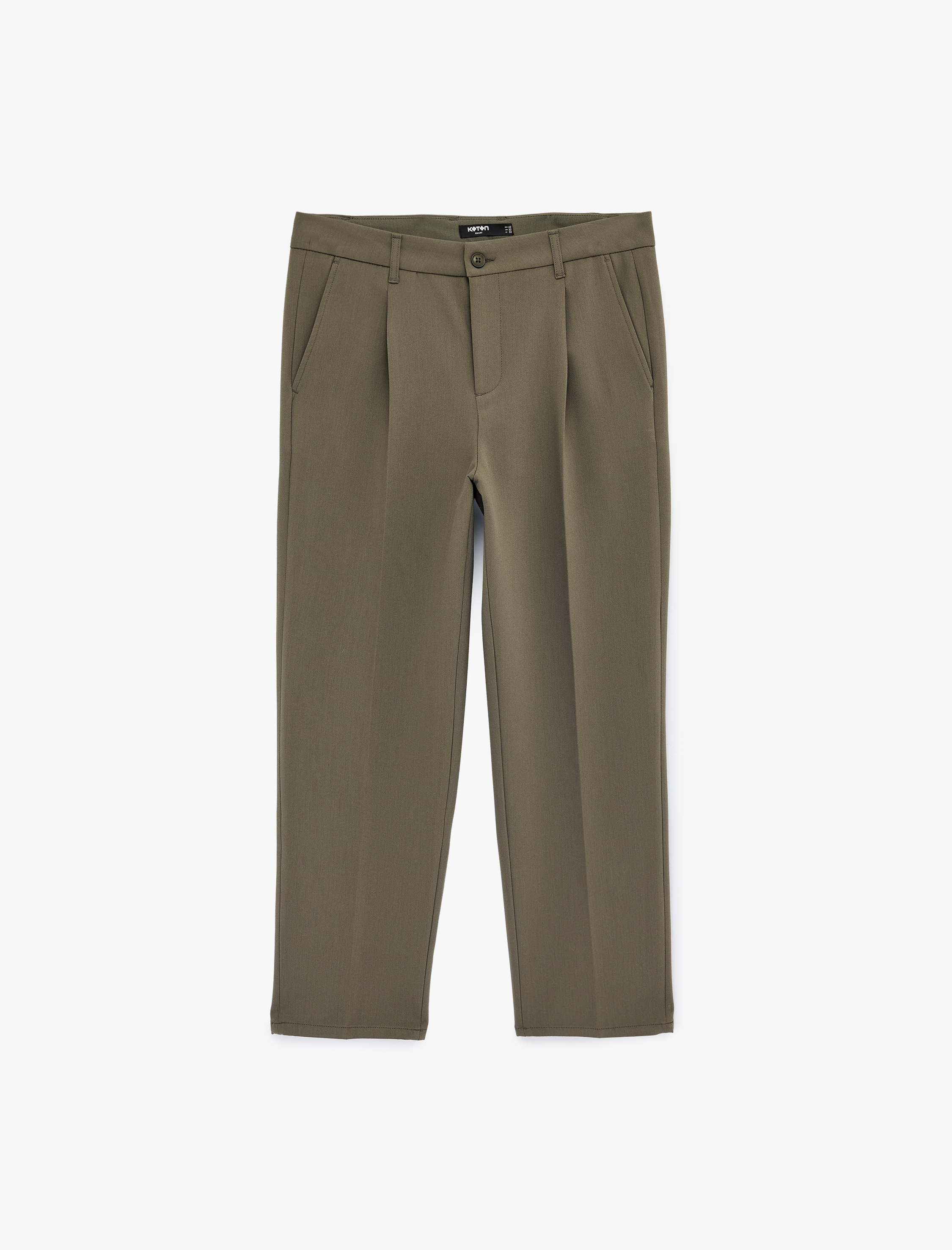   Rahat Kalıp Viskon Karışımlı Cepli Pileli Düğmeli Kumaş Pantolon