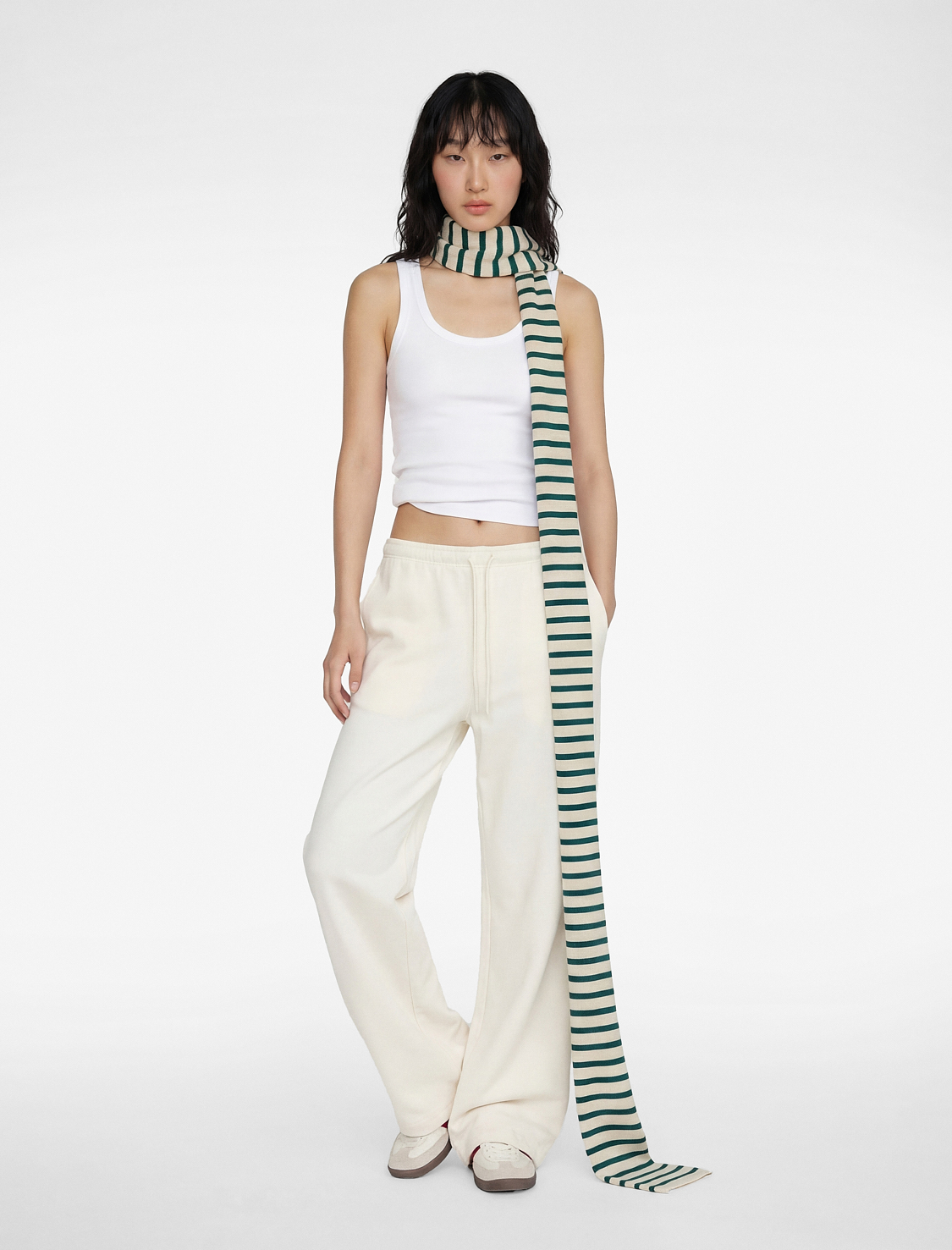   Modal Karışımlı Yüksek Bel Geniş Paça Beli Bağcıklı Eşofman Altı