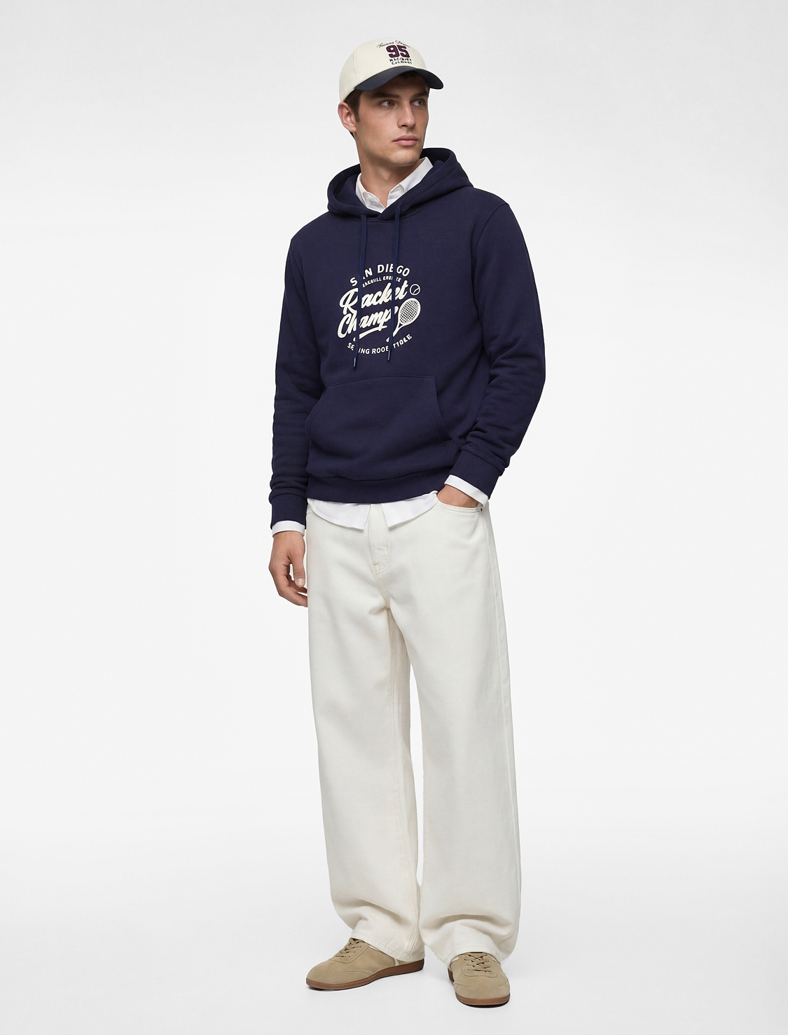   Pamuklu Uzun Kollu Baskılı Kapşonlu Sweatshirt