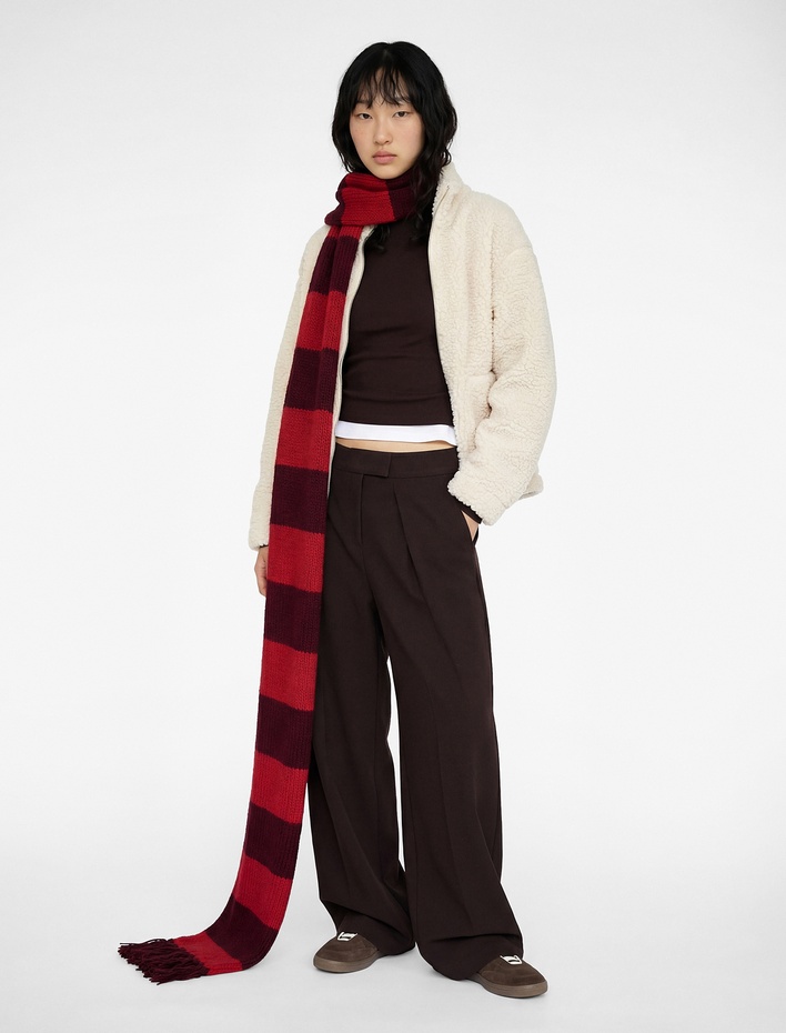  Fermuarlı Dik Yaka Uzun Kollu Peluş Ceket