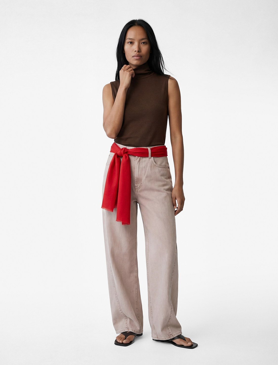   Slim Fit Kolsuz Dik Yaka Viskon Bluz