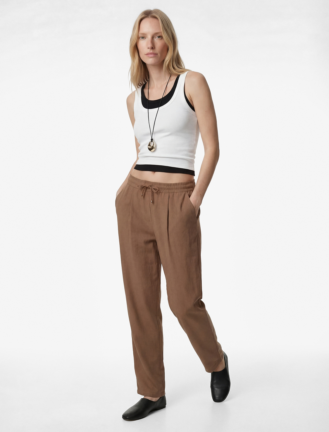   Slim Fit Beli Bağlamalı Cepli Havuç Kesim Pantolon