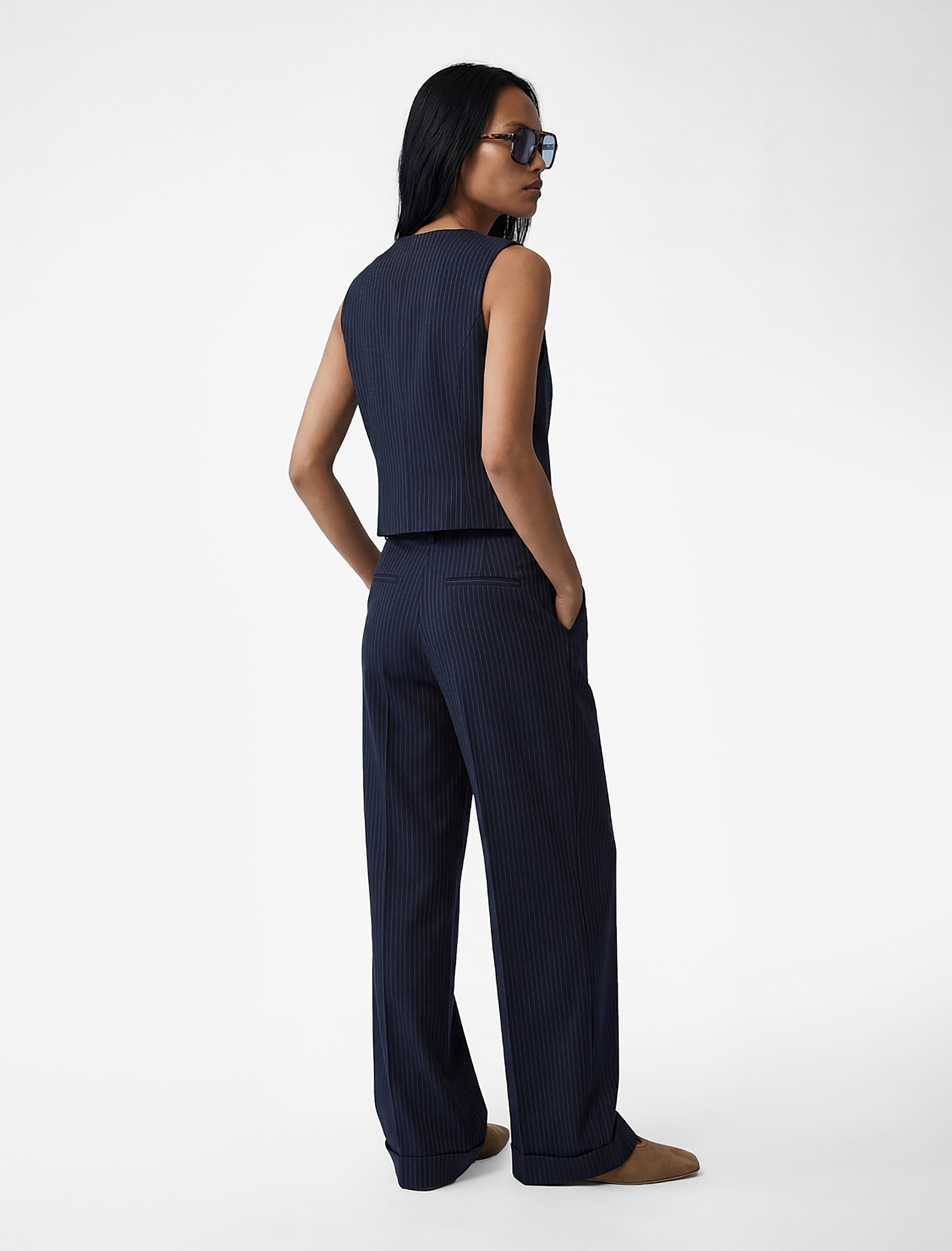   Cepli Viskon Karışımlı Yüksek Bel Palazzo Pantolon