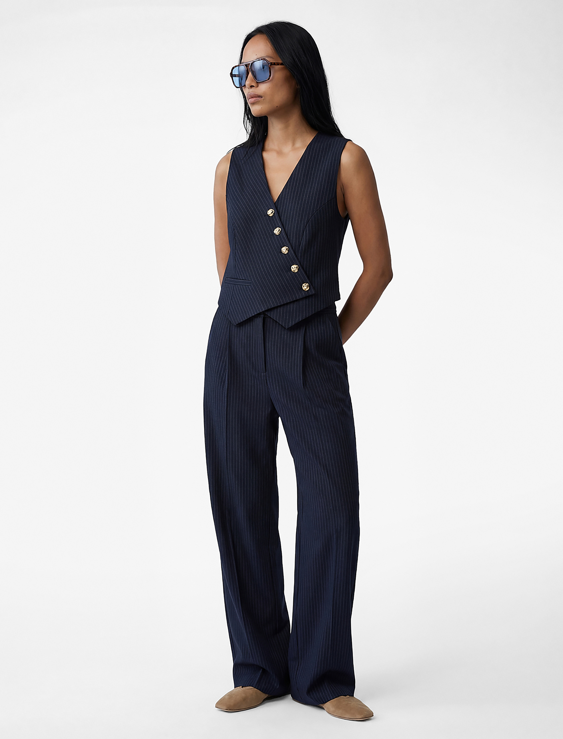   Cepli Viskon Karışımlı Yüksek Bel Palazzo Pantolon