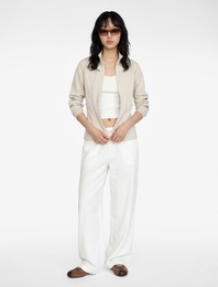 Modal Karışımlı Uzun Kollu Dik Yaka Fermuarlı Sweatshirt