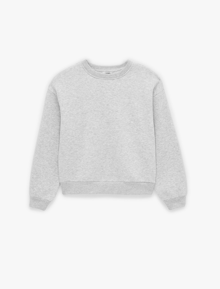  Şardonlu Uzun Kollu Bisiklet Yaka Sweatshirt