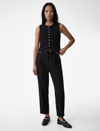 Pile Detaylı Metal Aksesuarlı Havuç Pantolon