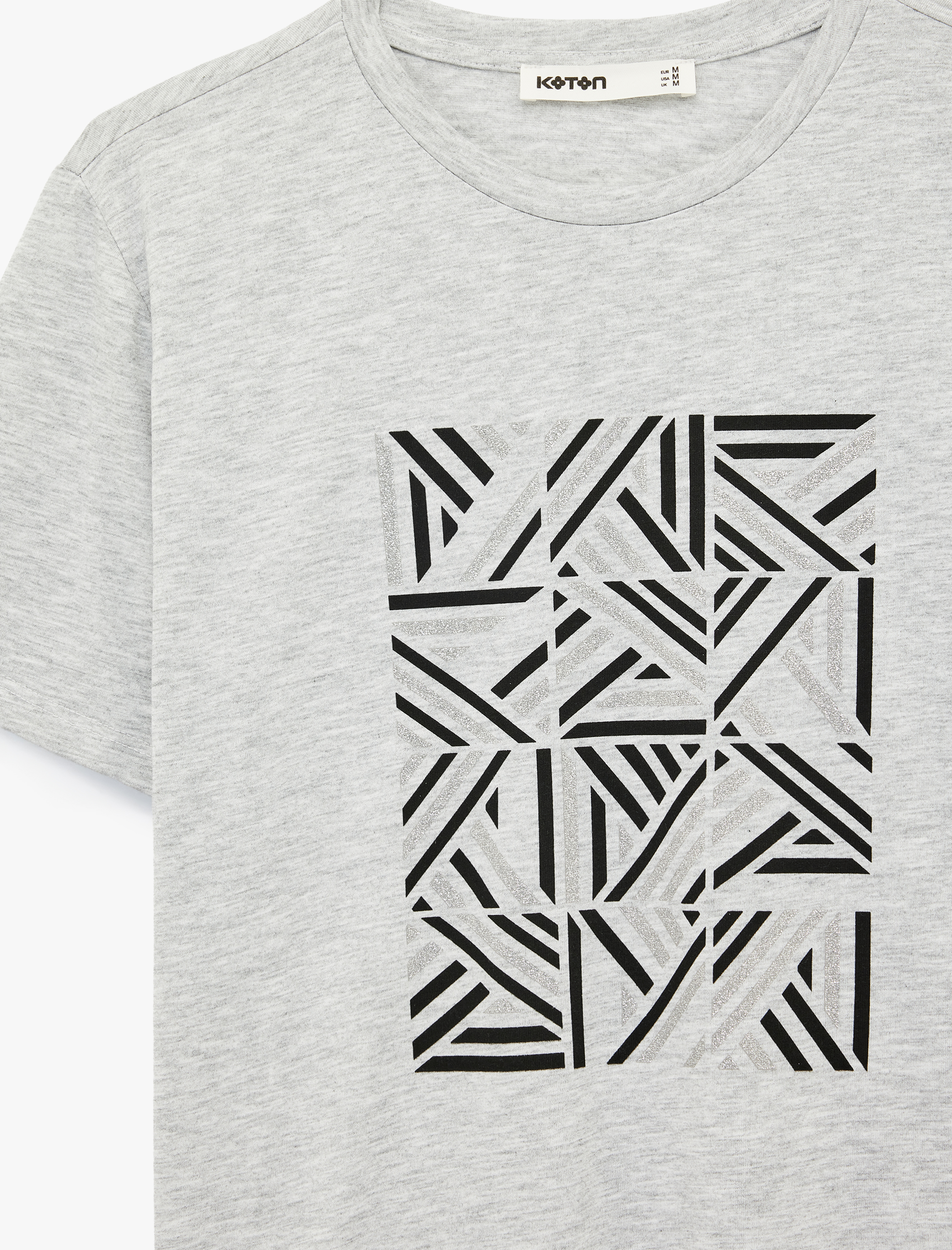   Kısa Kollu Bisiklet Yaka Baskılı Tişört