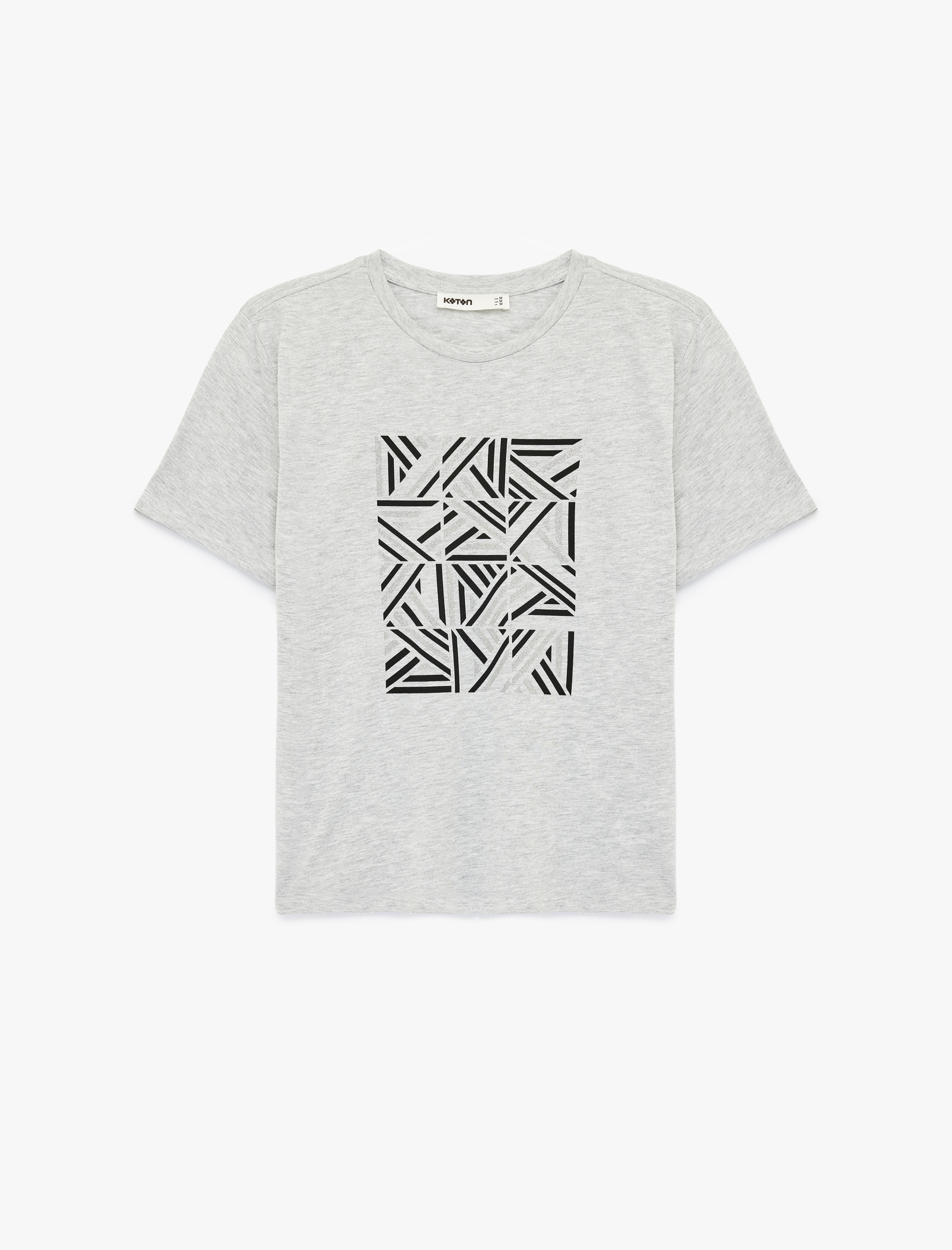   Kısa Kollu Bisiklet Yaka Baskılı Tişört