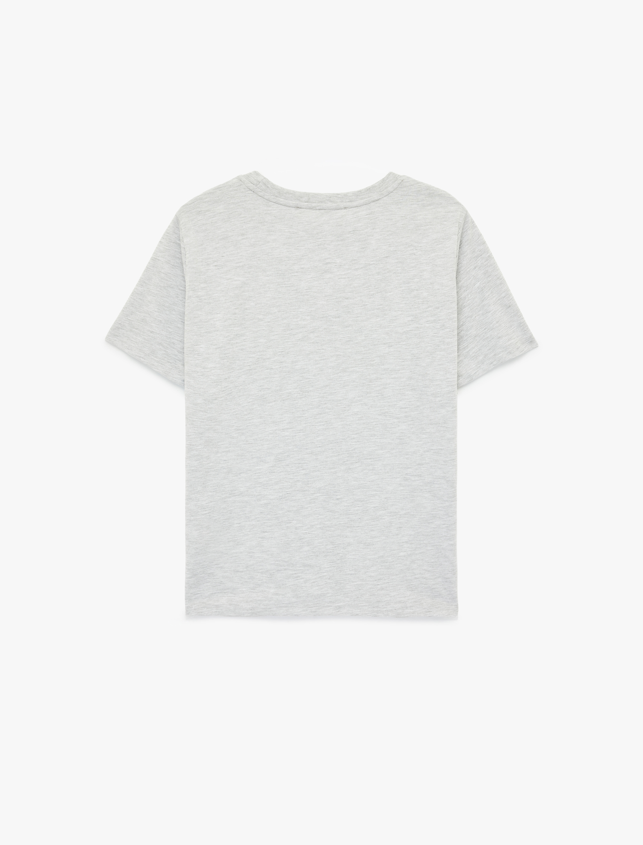   Kısa Kollu Bisiklet Yaka Baskılı Tişört