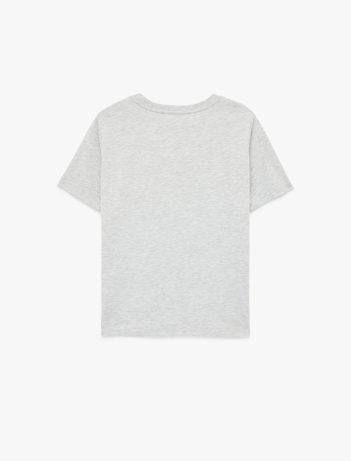  Kısa Kollu Bisiklet Yaka Baskılı Tişört