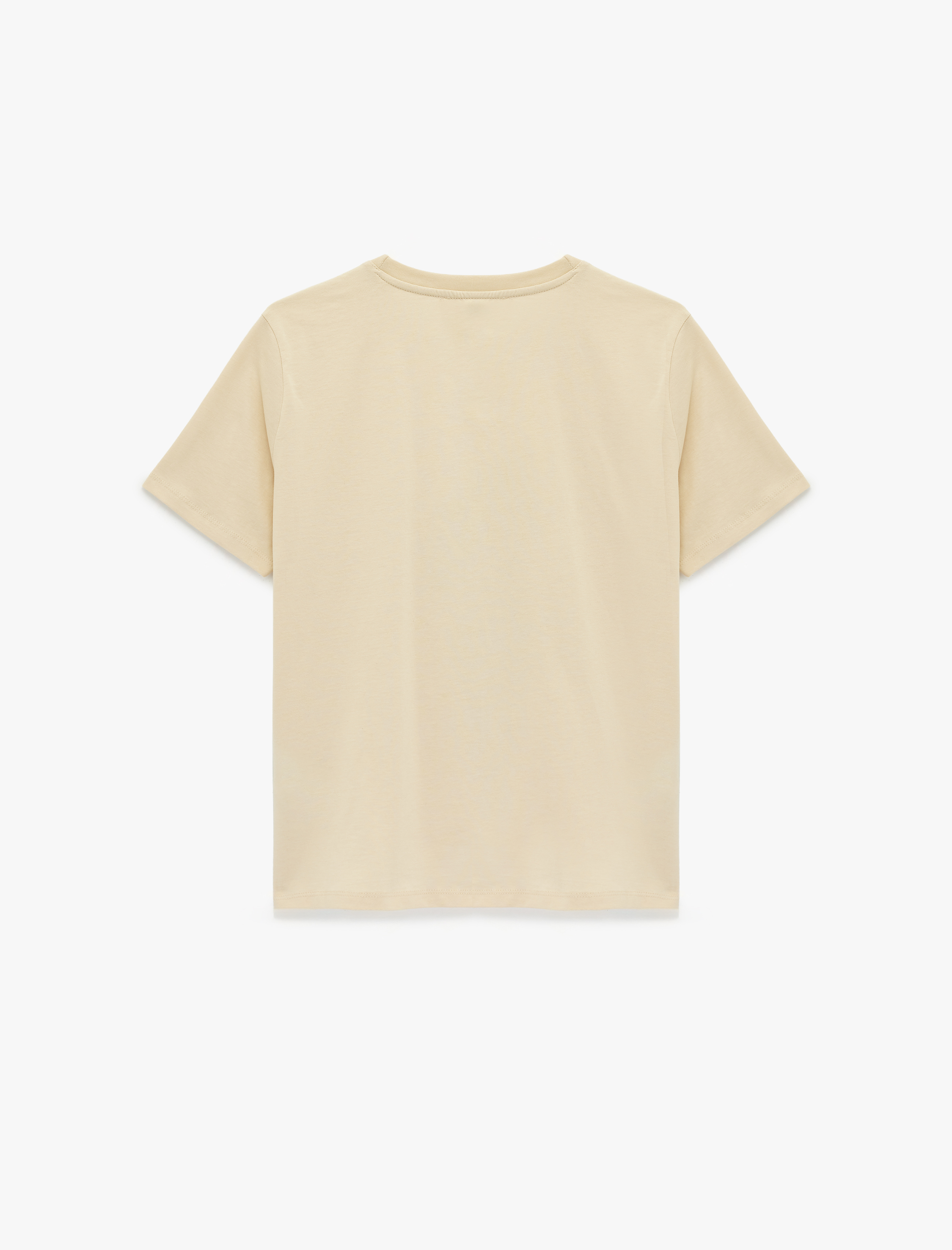   Pamuklu Kısa Kollu Bisiklet Yaka Deniz Kabuğu Baskılı Tişört