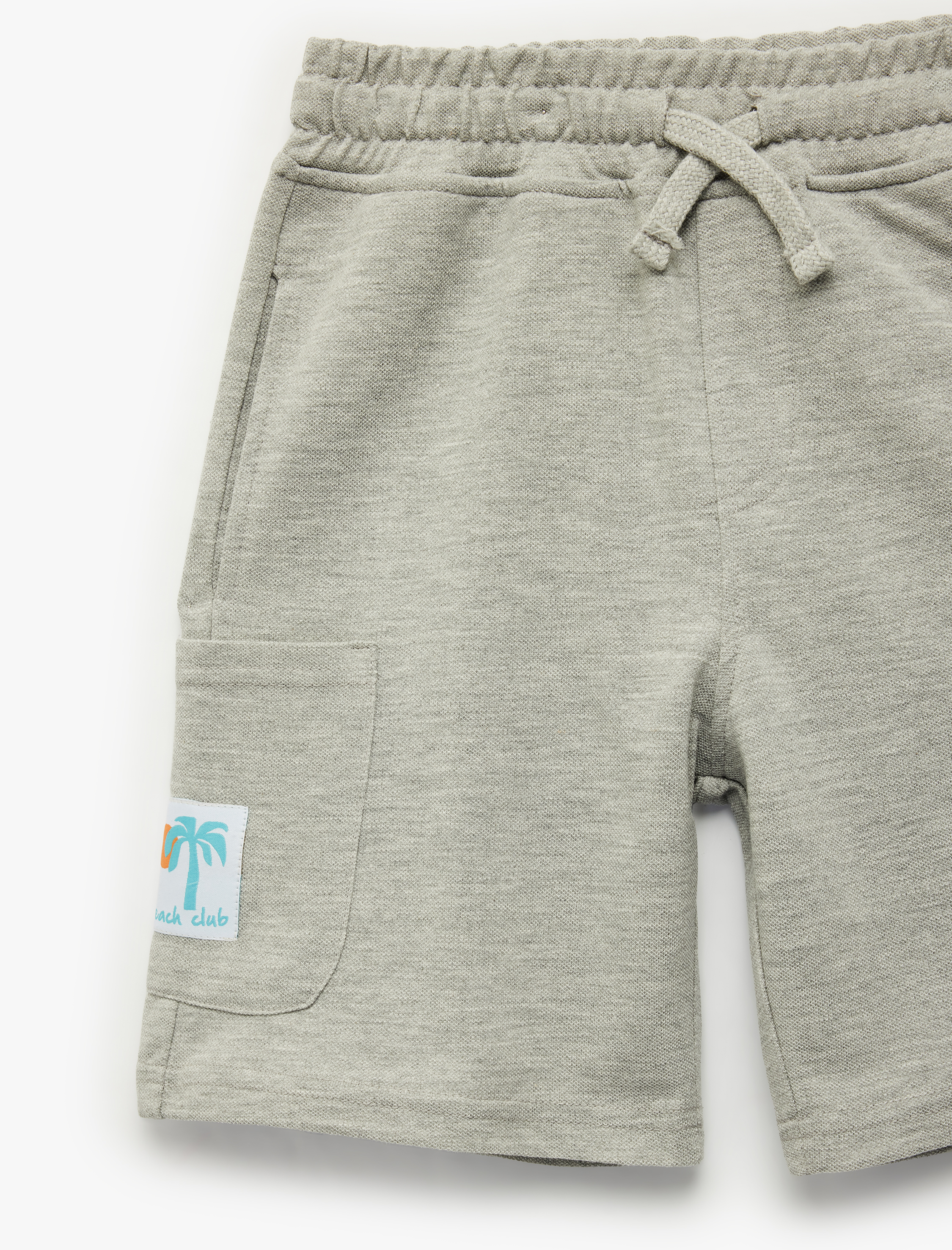  Erkek Çocuk Beli Bağcıklı Etiket Detaylı Bermuda Kargo Cepli Şort