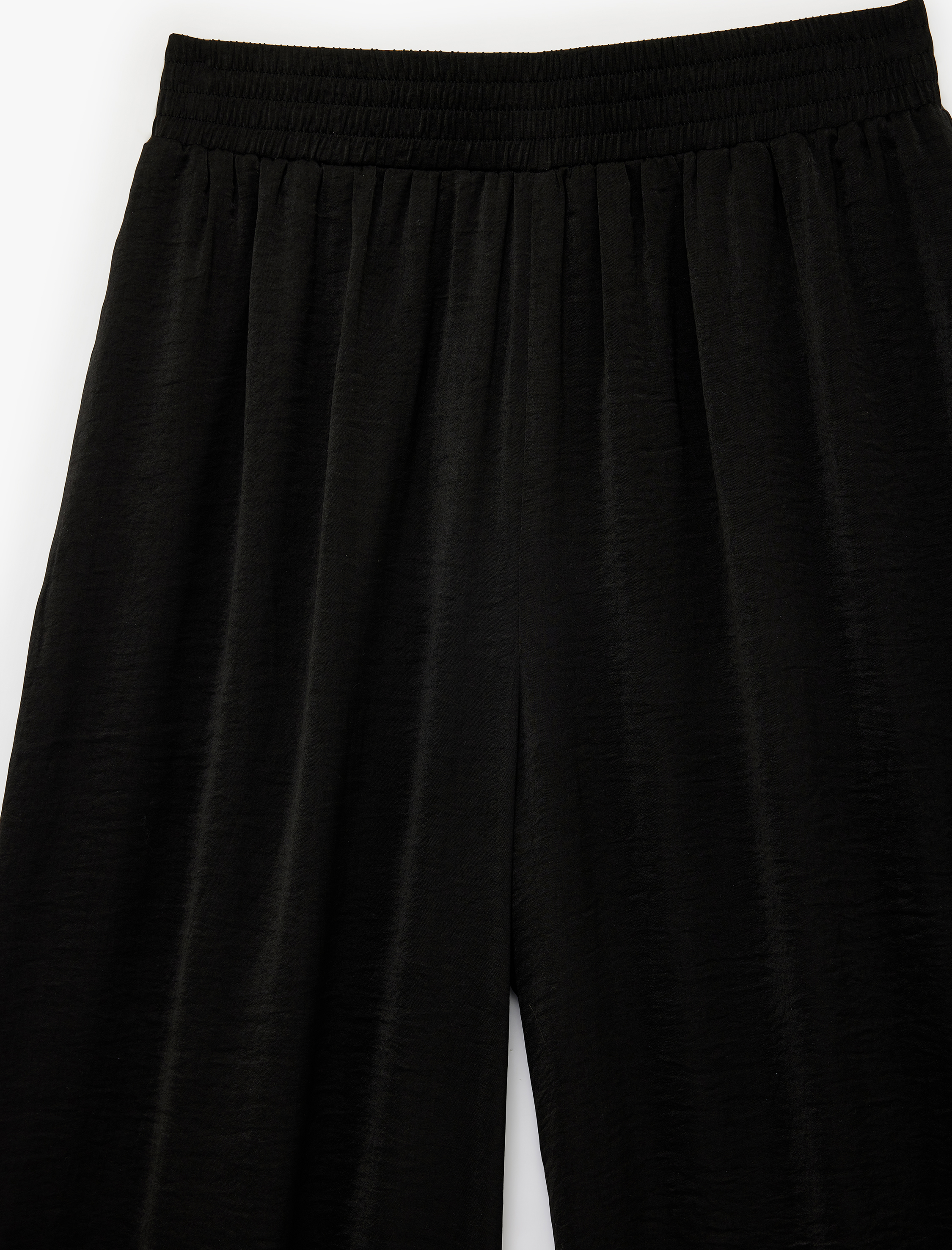 Aerobin Kumaş Beli Lastikli Geniş Paça Saten Pantolon - Görsel 5